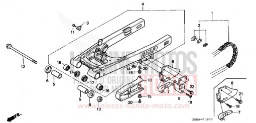 BRAS OSCILLANT/CHAINE SECONDAIRE CR80RL de 1990